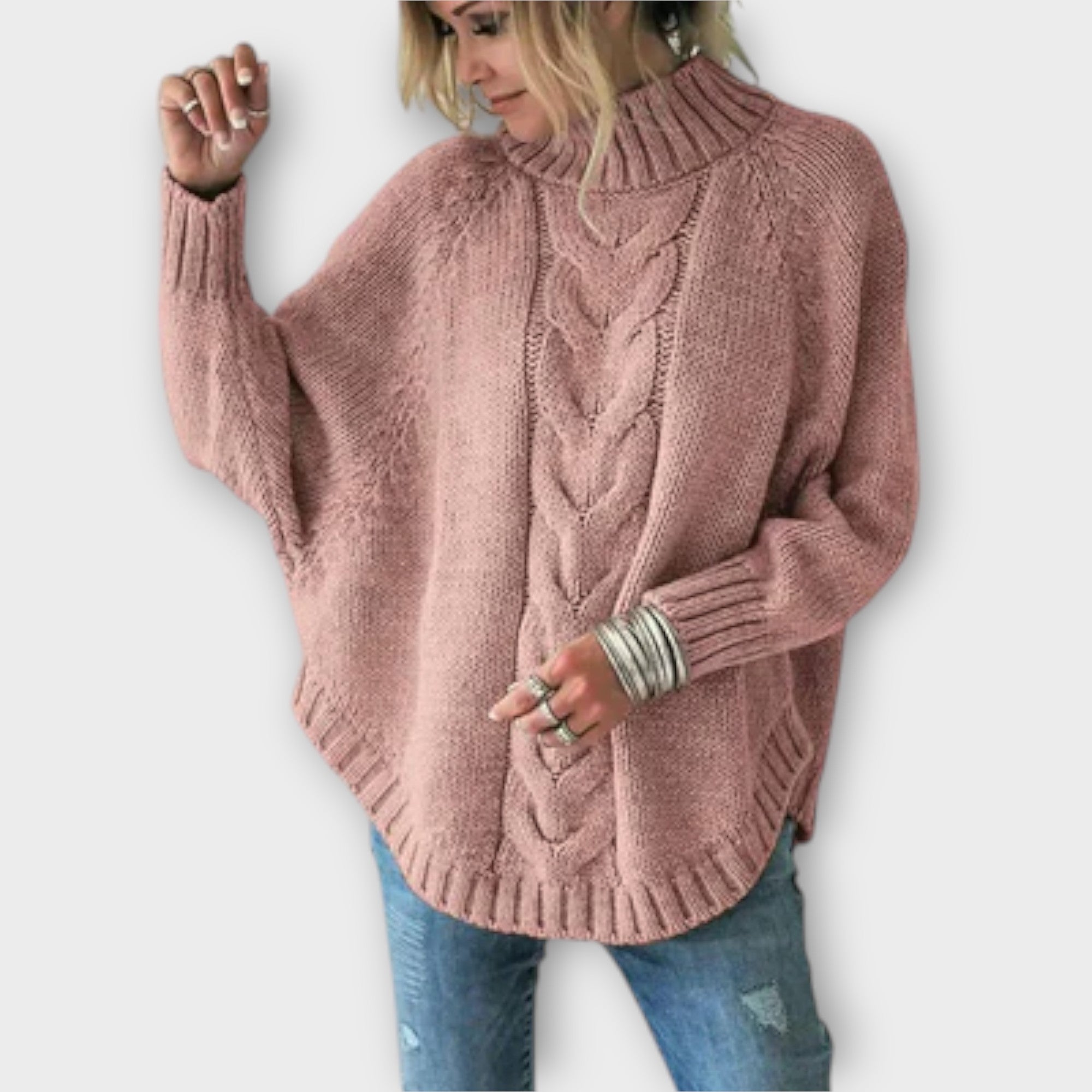 Magda – Sweter z Motywem Warkocza