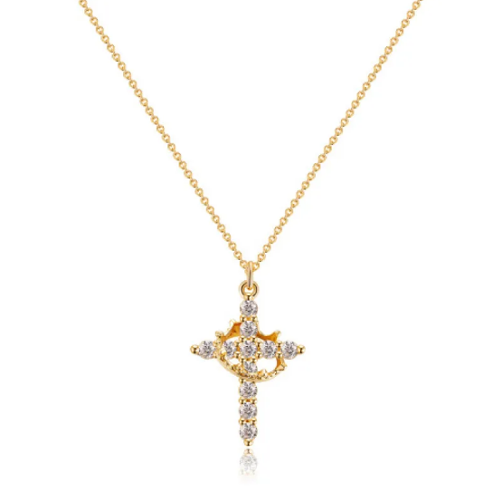Kolczyk z Krzyżem i Koroną diamentową