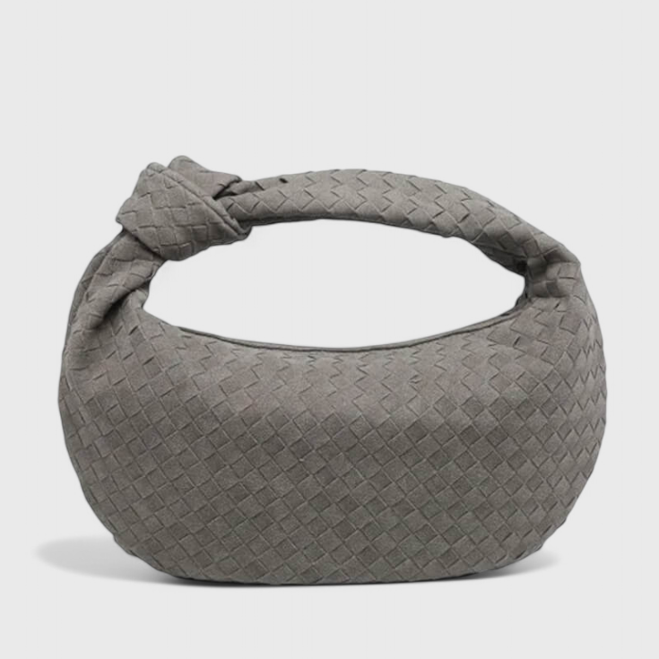 Lila Średnia Torebka Woven z Detalem Węzła