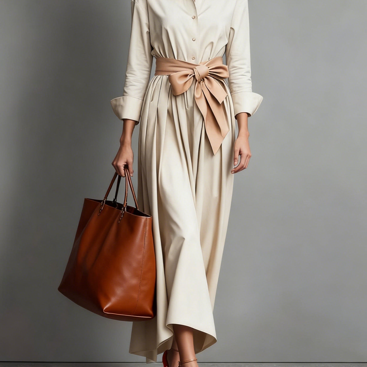 Kasia | Elegancka Sukienka Maxi z Detalem Wstążki