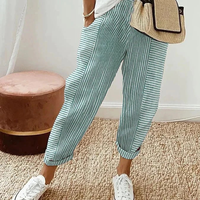 SOPHIA | Eleganckie Spodnie Casual w Paski