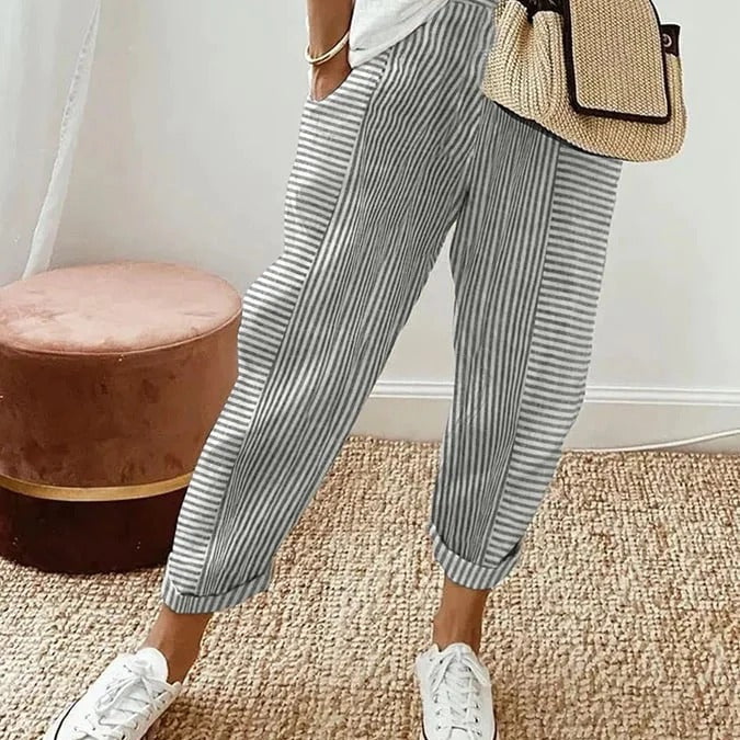 SOPHIA | Eleganckie Spodnie Casual w Paski