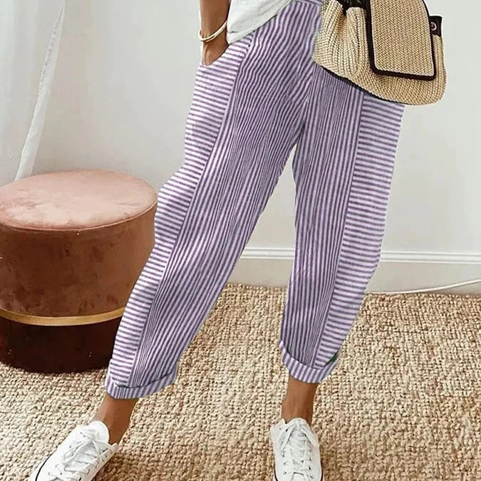 SOPHIA | Eleganckie Spodnie Casual w Paski