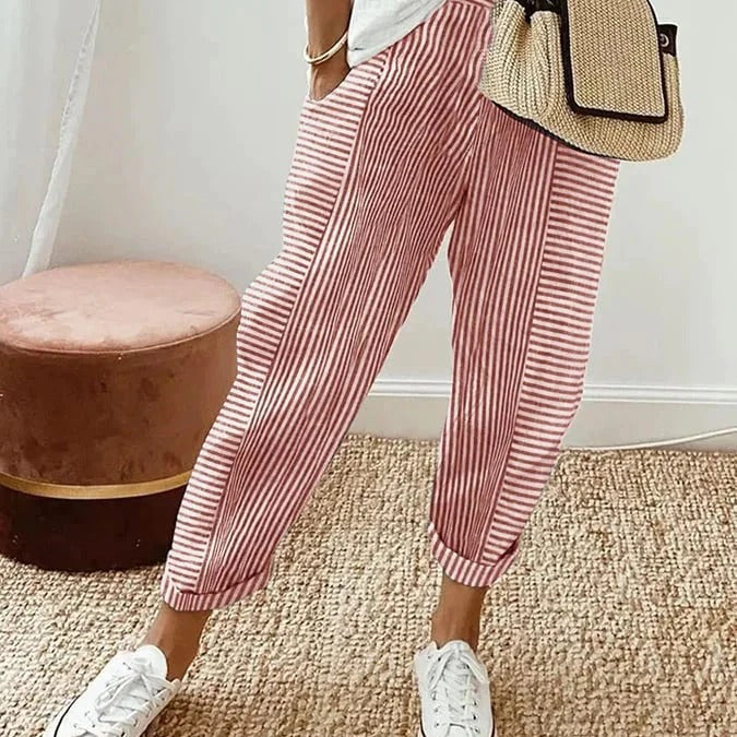 SOPHIA | Eleganckie Spodnie Casual w Paski